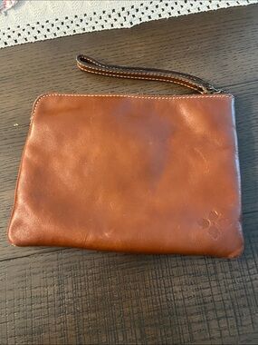 Patricia Nash Cognac Leather Wristlet Pouch